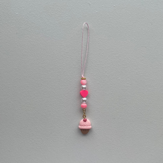 Mini Phone Strap Pink Cupcake