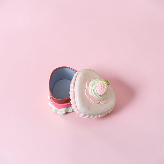 Heart Shape Strawberry Cake Trinket Box
