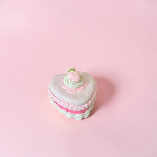 Heart Shape Strawberry Cake Trinket Box