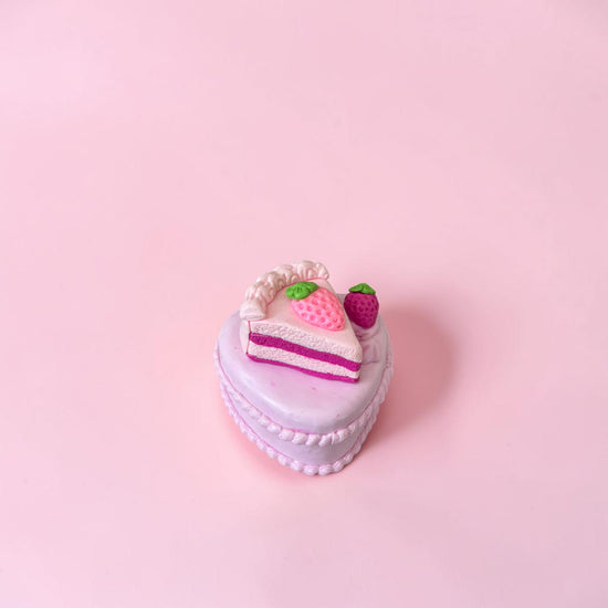 Heart Shape Strawberry Slice Cake Trinket Box