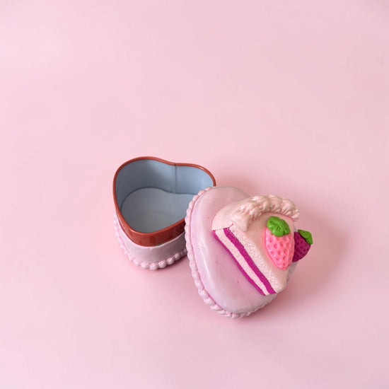 Heart Shape Strawberry Slice Cake Trinket Box